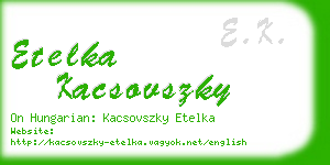 etelka kacsovszky business card